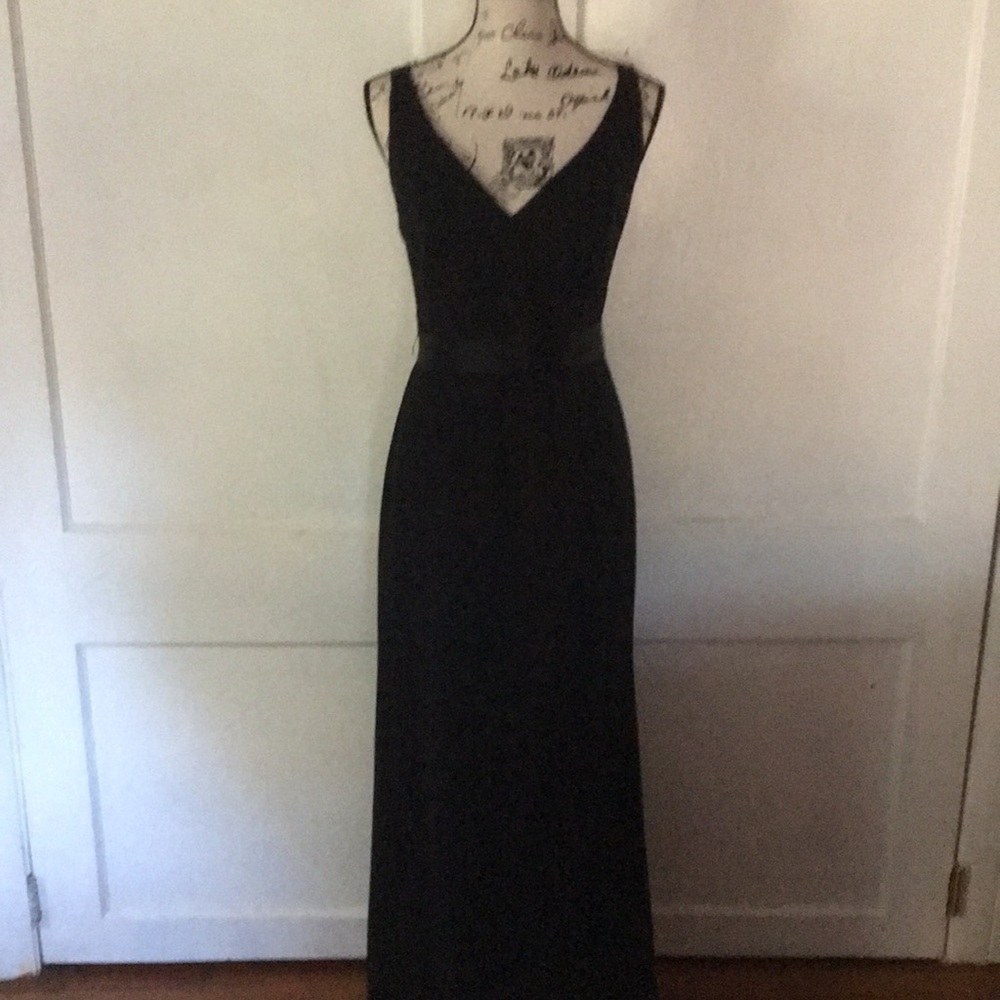 Long black mermaid low back evening gown